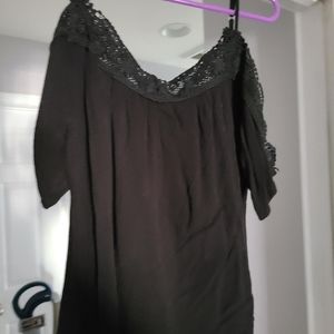 Black lace cold shoulder top